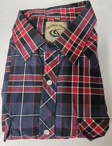 Coevals Club Red/Black Plaid Pearl Button Front Long Sleeve Western Shirt Mens L - Picture 1 of 7