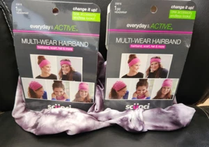 Scunci SET BESTEHEND AUS 2 Everyday & Active grau & weiß Multi Wear Haarband Headwrap NEU - Bild 1 von 2