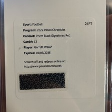 2022 Panini Chronicles - Garrett Wilson #12 - Prizm Black Auto Red - Redemption
