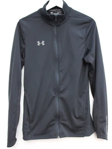 Under Armour Track Top Black Fitted Full Zip Long Sleeve Mens Small S - Picture 1 of 7