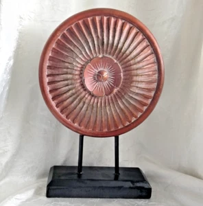 Pier 1 Tamara Artefacts Mandala Tribal Handcrafted Wooden Disc on Stand MCM 11" - Picture 1 of 7