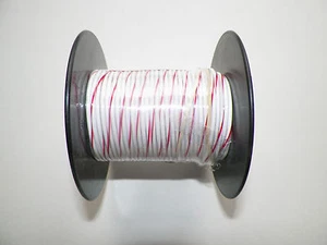 100 FOOT SPOOL 18 GAUGE GXL HI TEMP WIRE WHITE/RED STRIPE AUTOMOTIVE FEET - Picture 1 of 2