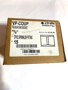 NEW XTRALIS VESDA PIPE VP-COUP BOX OF 15, 3/4" CPVC SPRINKLER FITTING COUPLING - Picture 1 of 4