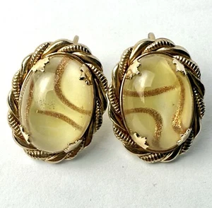 Sarah Coventry Clip On Earrings Golden Mist Gold Tone Copper Swirl 1950s Vintage - Picture 1 of 9