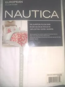2 neue Nautica ""DanaPoint"" Euro Europäisches Kissen Schein 100 % Baumwolle weiß Salbeibesatz - Bild 1 von 4