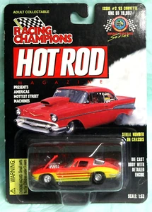 RACING CHAMPIONS HOT ROD MAGAZINE 1963 CORVETTE DRAG RACING SERIES ON CARD 1997 - Picture 1 of 2