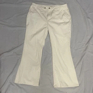 Lauren Jeans Co Damen Jeans Größe 12 Weiß Flair Leg Goldknopf Matrosenstil - Bild 1 von 10