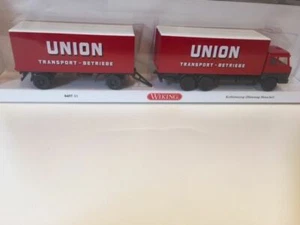 Wiking 0457 01 Hanomag Henschel Koffer Lastzug Union Transport mit OVP 1:87 HO - Bild 1 von 2