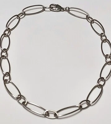 Collar Ralph Lauren Tono Plata Ancho Ovalado Eslabón Modernista  Foto 1 de 4