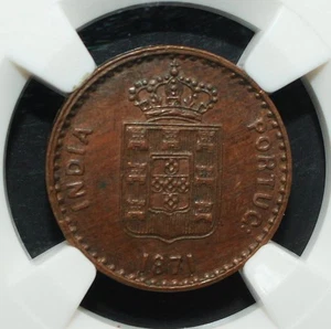 Portuguese India GOA 1871 5 Reis NGC Graded MS-62 ONLY 51,000 Mintage Rare - Picture 1 of 4