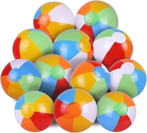 12" Beach Balls Bulk - Inflatable Swimming Pool Toys for Kids Birthday Party - Picture 1 of 7