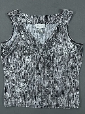 Camisa Nine West Para Mujer 1X Blanca Negra Con Cuentas Sin Mangas Top Blusa Informal Trabajo Foto 1 de 4