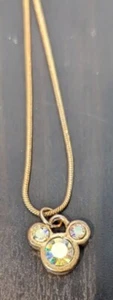 VTG Walt Disney World 8" Necklace With Gemstone Mickey Mouse Charm NOS - Picture 1 of 5