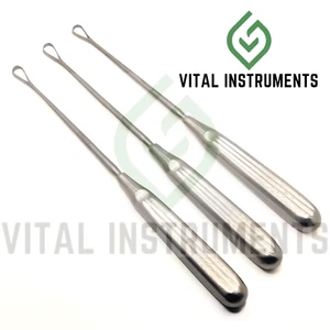3 Pcs Sims Uterine Biopsy Curette #3 Rigid Sharp 10" OB/GYN Surgical Instrument - Picture 1 of 1