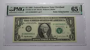 $1 1995 Radar Serial Number Federal Reserve Currency Bank Note Bill PMG UNC65EPQ - Picture 1 of 2