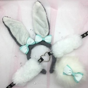 Conjunto Personalizado Blanco Verde Conejo Conejo BDSM DDLG PetPlay Orejas Cuello Cola - Imagen 1 de 1