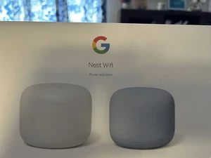 Google Nest Wifi Router and Point - Snow/Mist - Picture 1 of 1
