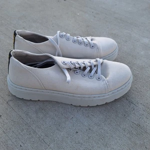 Doc Dr. Marten's Dante Canvas Low Top Shoe Women 8 Men 7 Oxfords Lace Up Ivory  - Picture 1 of 16