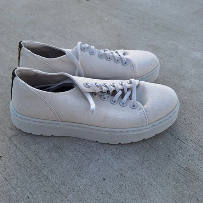 Doc Dr. Marten's Dante Canvas Low Top Shoe Women 8 Men 7 Oxfords Lace Up Ivory  - Image 1 of 4