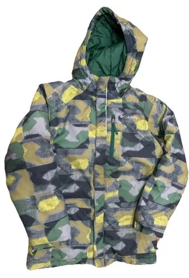 Columbia Boys Ski Jacket Winter Coat Medium 10-12 Green Yellow Print - Image 1 of 4