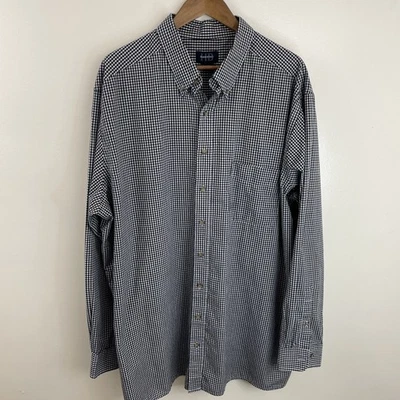 Camisa Harbor Bay Para Hombres 2XLT Alta XXL Blanco y Negro Cuadros Manga Larga Con Botones Foto 1 de 4