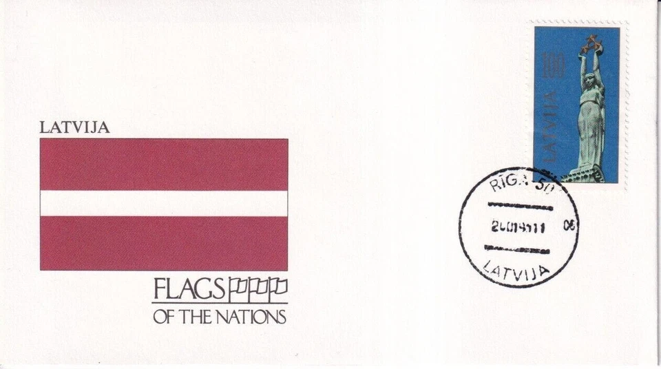 SA43e Latvia 1992 Flags of the nations, Independence Statue FDC - Image 1 of 1