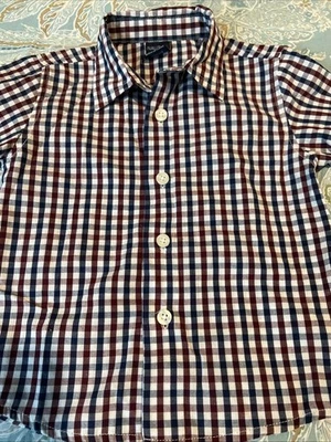 航海蹒跚学步 18 个月 LS 衬衫格子海军蓝/勃艮第色 — 第 1/4 张图片