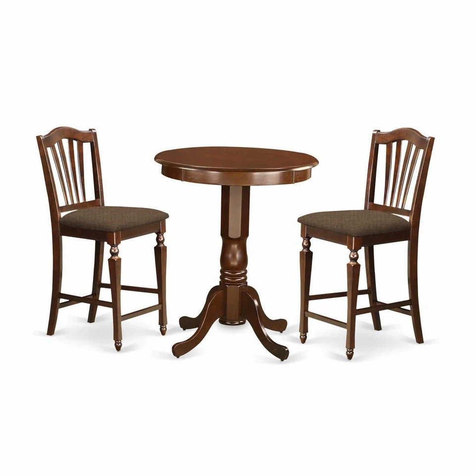 EDCH3-MAH-C 3 Pc pub Table set-pub Table and 2 Kitchen Dining Chairs. - Image 1 of 4
