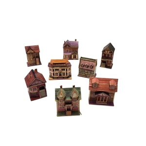 De Colección Bambú Paja Trigo Marquetería Estilo Victoriano Lote de 8 Abalontijas Caja Casas Años 60 - Imagen 1 de 14