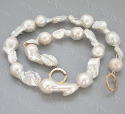SOLO AAA Natural Barroco Brillo 18" 31mm Blanco Perlas Mar del Sur Collar c1512 Foto 1 de 4