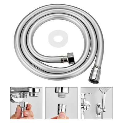 Tubo Doccia Antiavvolgimento 2m con Design Cromato Argento per Uso Alta Pression - Immagine 1 di 4