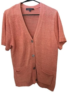 Evan Picone Orange Short Sleeve Cardigan Sweater XL - Picture 1 of 6