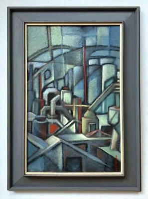Paul Hopkins Stevens -Modernist Industrial Painting circa 1950s - Image 1 of 4