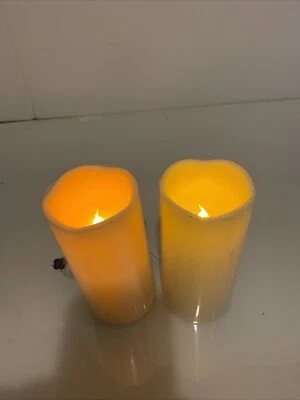 2-Flameless LED Candle Lights Battery Flickering Pillar Candles 6” With Timer - Image 1 of 4