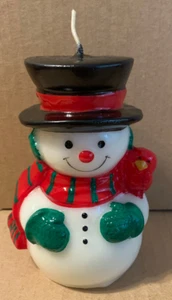 Vintage Hallmark Unscented Snowman Candle 5" x 3" Made in Hong Kong - Picture 1 of 6