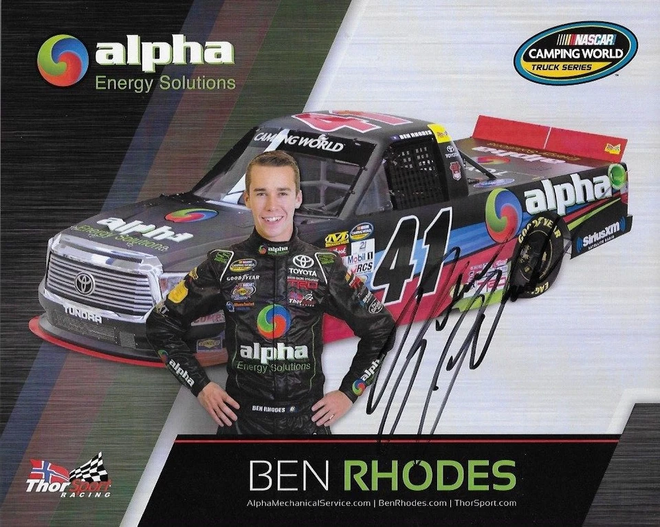 Camión NASCAR 41 2016 firmado Ben Rhodes Alpha Energy segunda versión camión negro postal Foto 1 de 1
