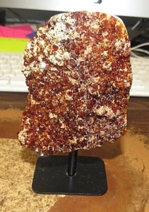 LG. POLISHED DARK CITRINE  CRYSTAL CLUSTER GEODE FROM BRAZIL  W' STEEL STAND  - Picture 1 of 5