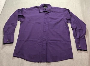 Stacy Adams Button Up Shirt Men's 17 34-35 Preppy Formal Academia Purple - Picture 1 of 9