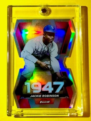 Jackie Robinson RARE SILVER REFRACTOR TOPPS FINEST 1947 RETRO BROOKLYN DODGERS - Image 1 of 4