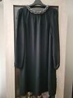 M&S Collection Black Longsleeve Jewelled Collar Dress Size 12 .. Party??