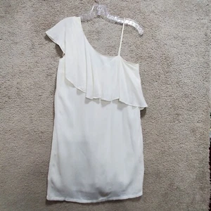 1. State Ruffle One Shoulder Dress Women's 0 White Lined Classic Cocktail Casual - Picture 1 of 12