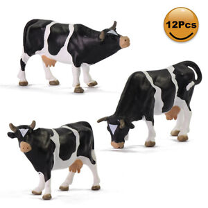 12pcs Model Trains O Scale Painted PVC Cows 1:43 Scale Animals Railway Diorama