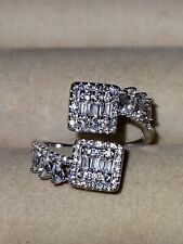 AAA Baguette Simulated Cz's 3x2mm, 14K White Gold Plate Sterling Silver 925, 7