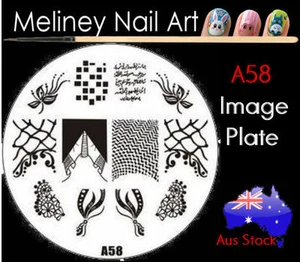 A58 Stamping Nail Art Image Plate Design Round XL Stencil metal - Picture 1 of 1