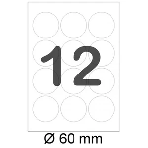 600 runde Etiketten Ø 60mm RUND Sticker A4 Aufkleber Weiß Format wie L3416 4477 - Bild 1 von 3