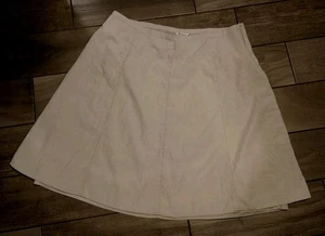 Sz 24W LINEN Flare Skirt Lined Panel Stitching Natural Color CJ Banks 44 Waist - Picture 1 of 5