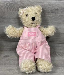 Eden Osh Kosh B Gosh Plüsch Teddybär rosa gestreift Vestbak Overall 10 Zoll - Bild 1 von 8