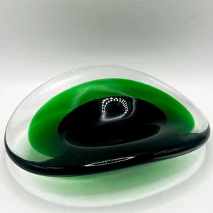 1960's Vintage Murano Art Glass Sommerso Green Small Trinket bowl - Picture 1 of 9