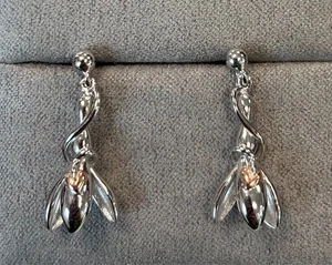 Pendientes Clogau de plata galesa y oro rosa de 9 quilates Lilli Wen Gales 925 - Imagen 1 de 12