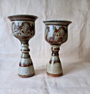 Wilhelm & Elly Kuch calice ceramica motivo acanto. Artigianato - Coppia di calici - Foto 1 di 8
